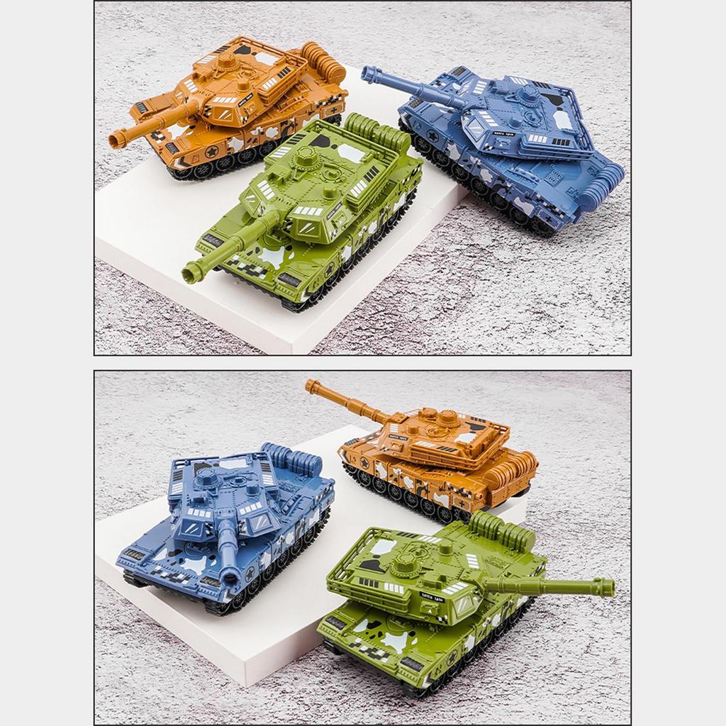Mini Battle Tank Educational Toy Pull Back Vehicle Simulation Rotating Turret Sturdy PP