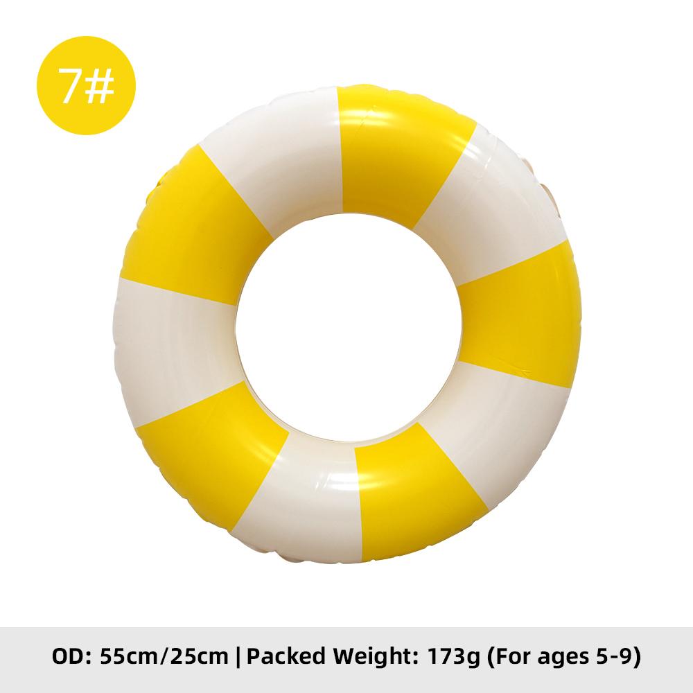 Summer Multicolor Striped Inflatable Swim Ring Thick PVC Leakproof Portable Foldable Pool Float Swimming Circle for Adults Kids
