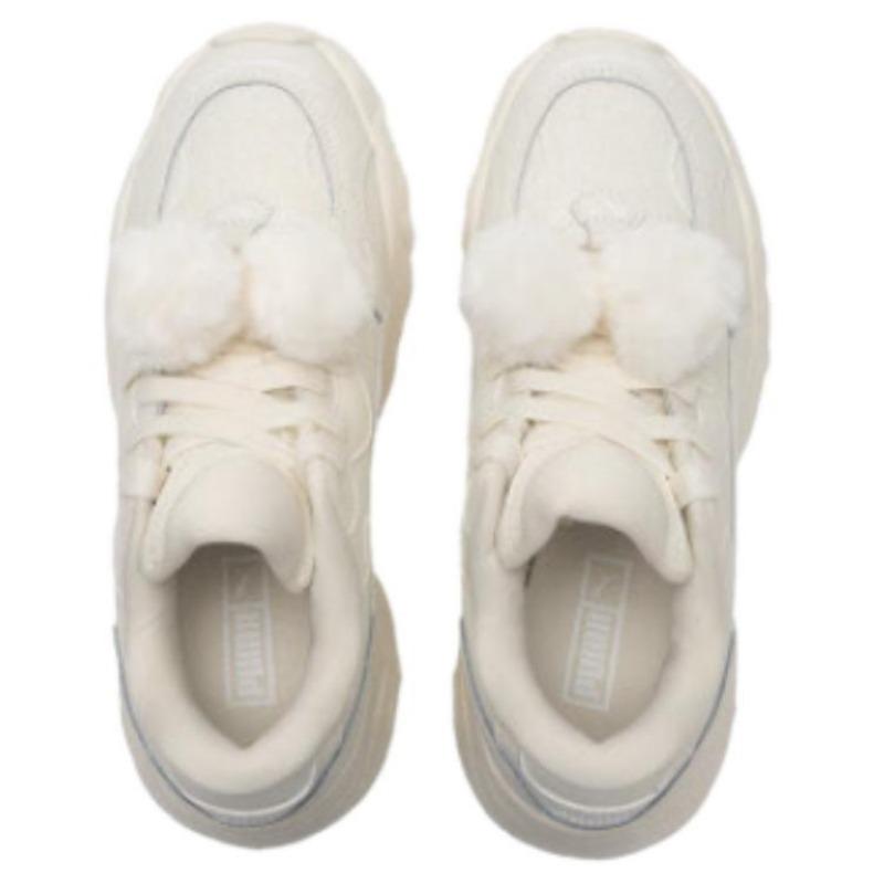 PUMA Pulsar Wedge Wns Furry Women Stylish Versatile Wear-resistant Low Platform Dad Sneakers White 400977-01