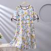 Spot new women's cotton silk spring, summer and autumn thin loose cake nightgown simple and comfortable loungewear