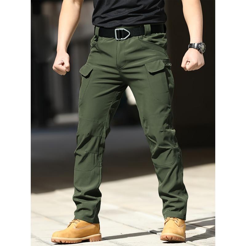 Men'S Tactical Cargo Pants - Spring & Autumn Regular Fit, Breathable Quick-Dry Fabric, Multiple Pockets with Adjustable Straps (Belt Not Included)
