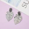 Women's Retro Irregular Stripe Leaf Earrings with Zinc Alloy and Inlaid Diamonds