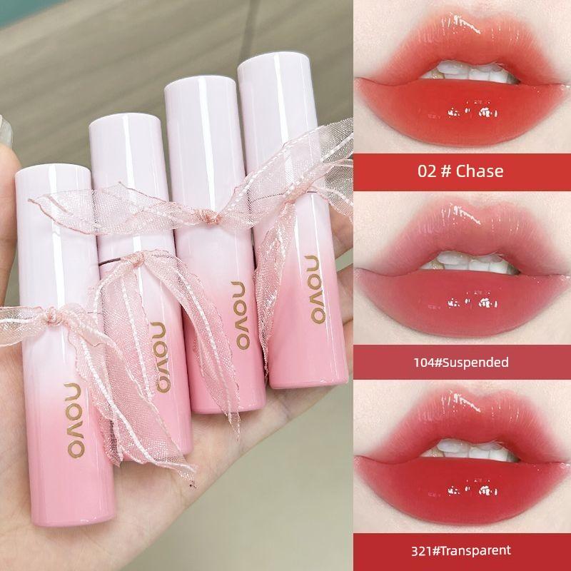 Novo Pure Desire Mirror Water Gloss Lip Glaze Nude Color Lipstick Low Saturation Non-Fading Non-Stick Cup Lip Gloss Affordable for Students