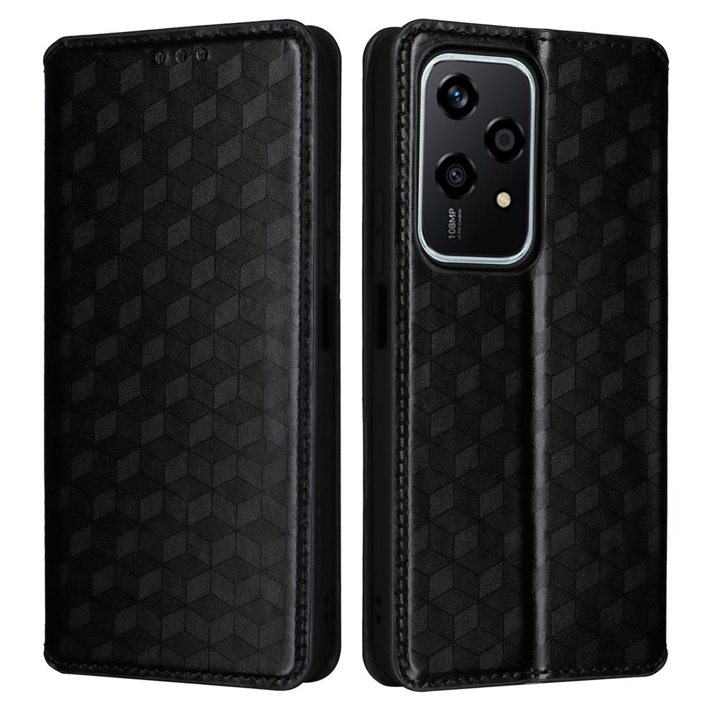 For Honor 200 Lite Case Leather Rhombus Pattern Magnetic Auto-Absorbed Phone Cover