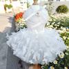 Pure White Wedding Dresses For Small Medium Dogs Puppy Outdoor Coats Fashion Handmade Lace Crystal Bow Dress Pet Dog Clothes