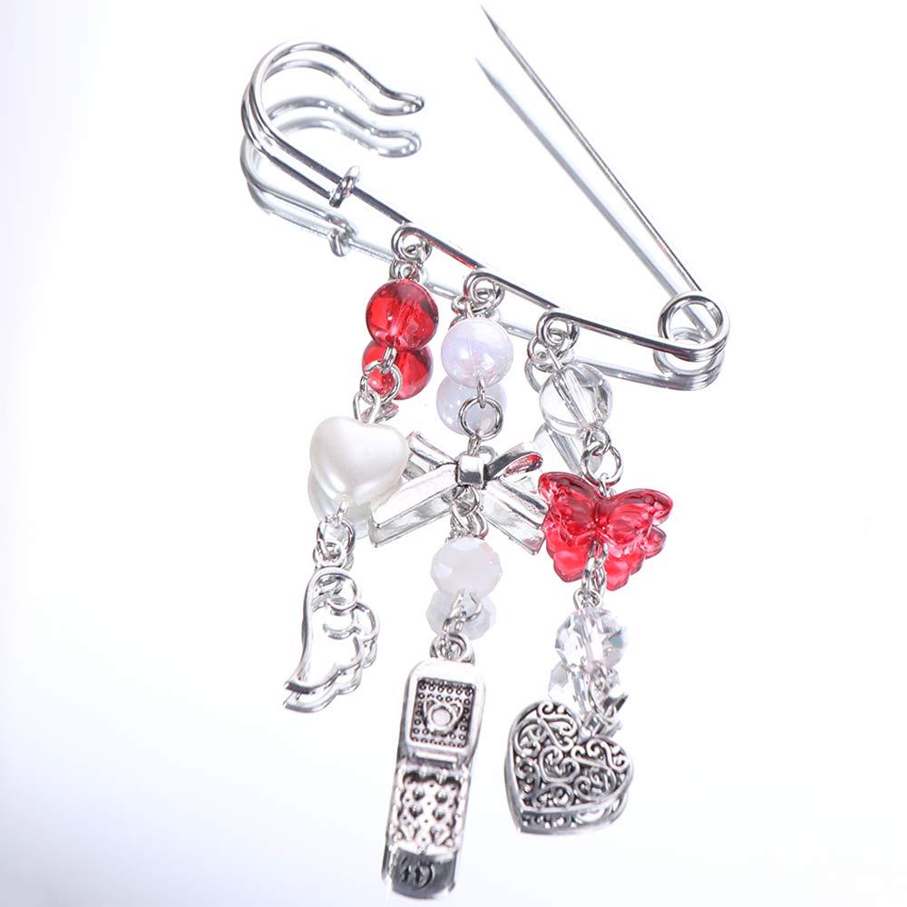 Unique Clasp Sweet Brooch Clip Y2k Gothic Beaded Brooch Aesthetic Beaded Bag Pins  Bag Accessories