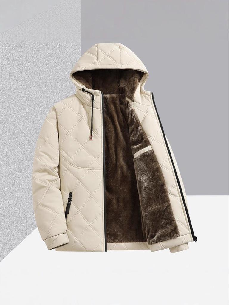 2025 Men's Winter Jacket: Fleece Lined, Thickened Cotton, New Warm Style, Casual Hooded Stand Collar.