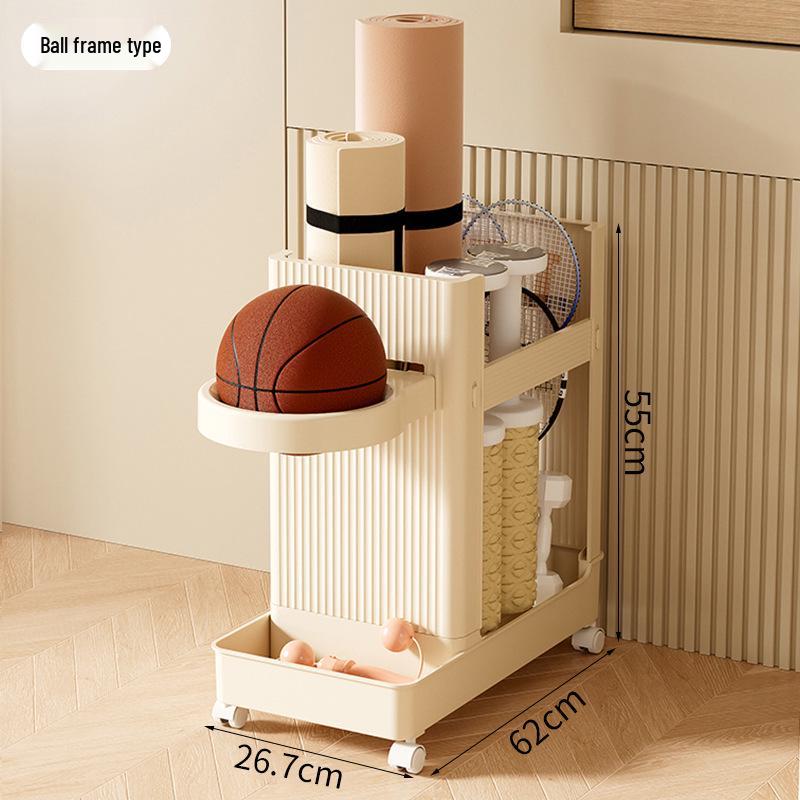 Mobile Home Exercise Gear Organizer with Wheels for Badminton Rackets & Yoga Mats