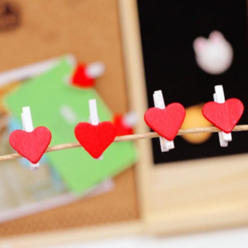 Ny 15 stk koreansk hjerteformet hjerteklemme Trehjerte treklemme DIY treklemme Notes mappe