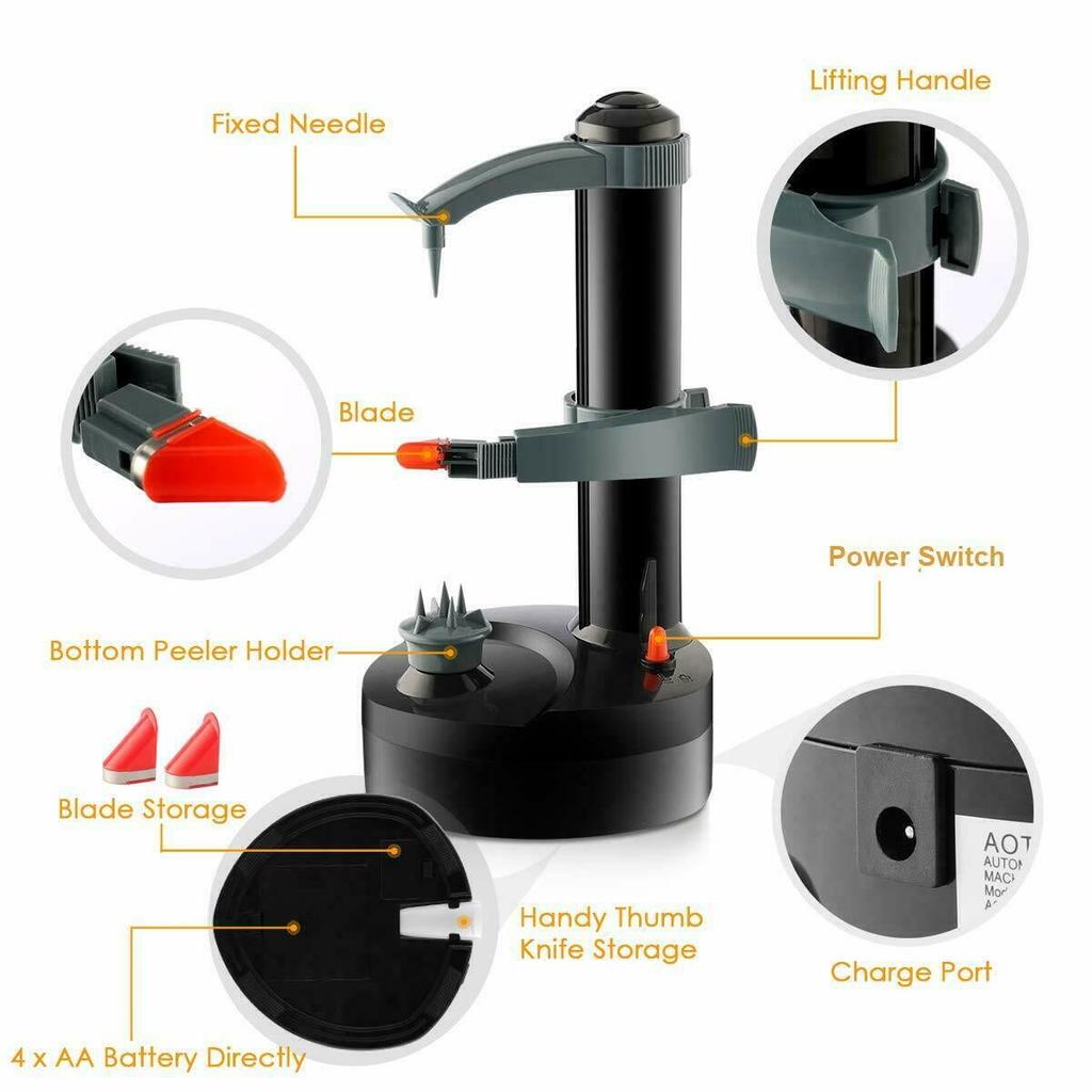 Electric Potato Peeler, Apple Peeling Machine, Kitchen Automatic Rotating Peeling Tool for Fruit & Vegetable