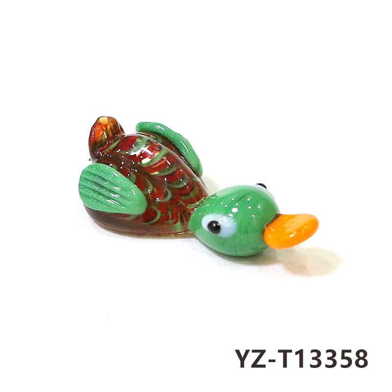 Colorful Cute Glass Duck Mini Figurine Craft Ornament Easter Animal Tiny Statues Home Table Micro Fairy Garden Decor Accessories