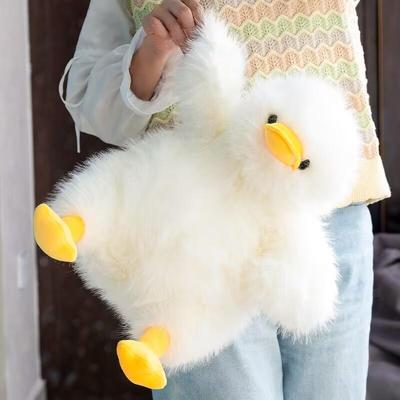 Desenho Animado Bonito Pato Amarelo de Cabelo Comprido Brinquedo de Pelúcia Almofada Boneca