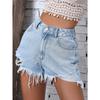 Îmbrăcăminte pentru femei INS Pantaloni casual noi cu talie înaltă, cu margini bavuri și găuri rupte, blugi și pantaloni scurți pentru femei