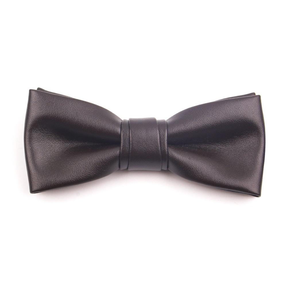 Adjustable Men Necktie Solid Color Retro Cravat Simple PU Leather Bow Tie  Shirt