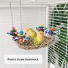 Natural Woven Parrot Hammock Chewing Toy With Wood Bead For Small Bird Cockatiel Budgie Swing Perch Cage Hanging Toy