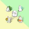 Rabbit Holding Radish Sunflower Four Leaf Clover Animal Enamel Brooch Pin Badge Decorative Jewelry Style Brooches For Women Gift