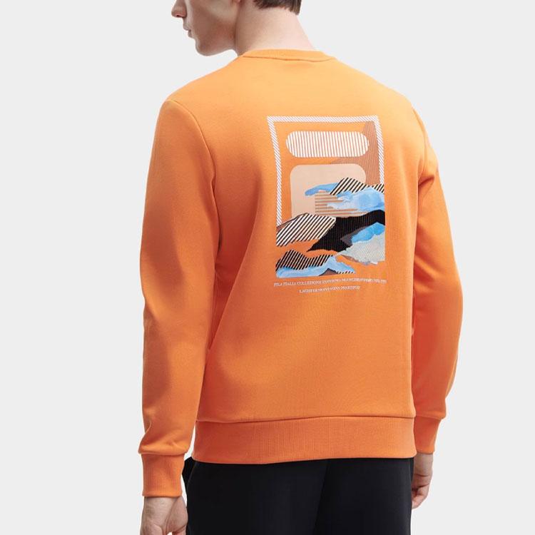FILA Heritage Series Letter Pattern Round Neck Casual Fleece Pullover Sweatshirt Men sweatshirt Jam-Orange F11M348222F-OR