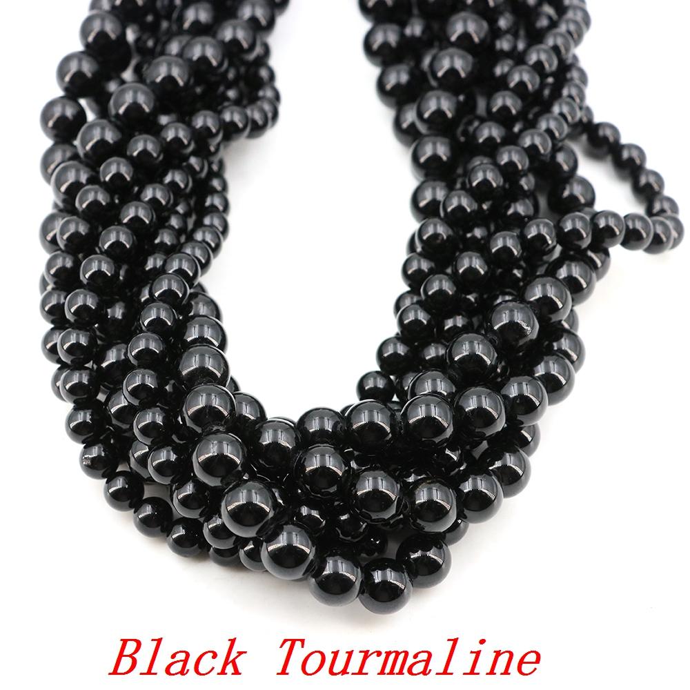 4/6/8/10/Mm Natural Stone Black Tourmaline Round Loose Bead Crystal Stone Jewelry Making Diy Accessorie Bracelet Necklace Gift