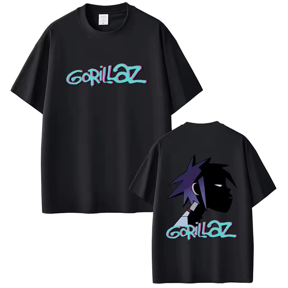 Rock Band Gorillaz Face Print T shirt Unisex Hip Hop Streetwear Mens Vintage Gothic Women And Men T shirt
