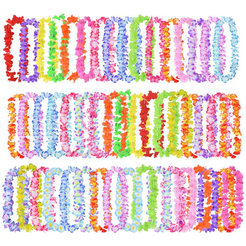 10/20/50pcs Hawaiian Flower Wreath Necklace Summer Tropical Birthday Party Decoration Luau Wedding Artificial Flower Garland Lei 5