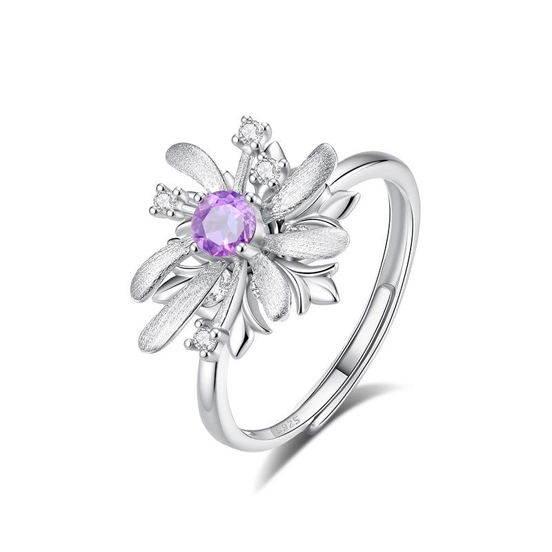 Rotatable fireworks s925 sterling silver jewelry set, light luxury, natural crystal necklace ring, two-piece jewelry gift. 925 silver