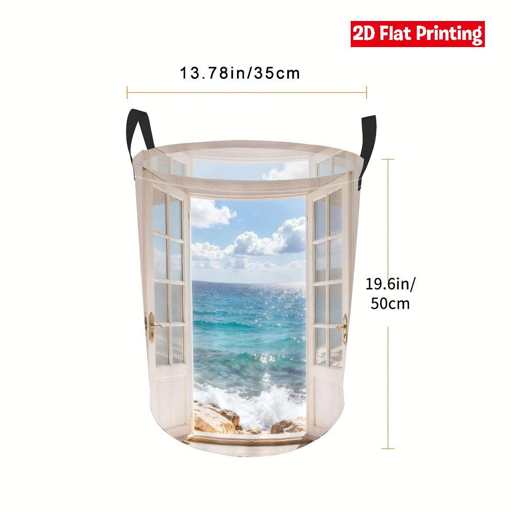 Collapsible Laundry Basket Large Round Waterproof Fabric Hamper Dirty Clothes Storage Bin Toy Organizer with Handles