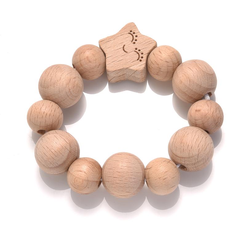 

Baby Beech Wood Pacifier Clip Hand Ring Set Wooden Round Bead Soother Nipple Chain For Nursing Toy Infant Teether Teething Chain
