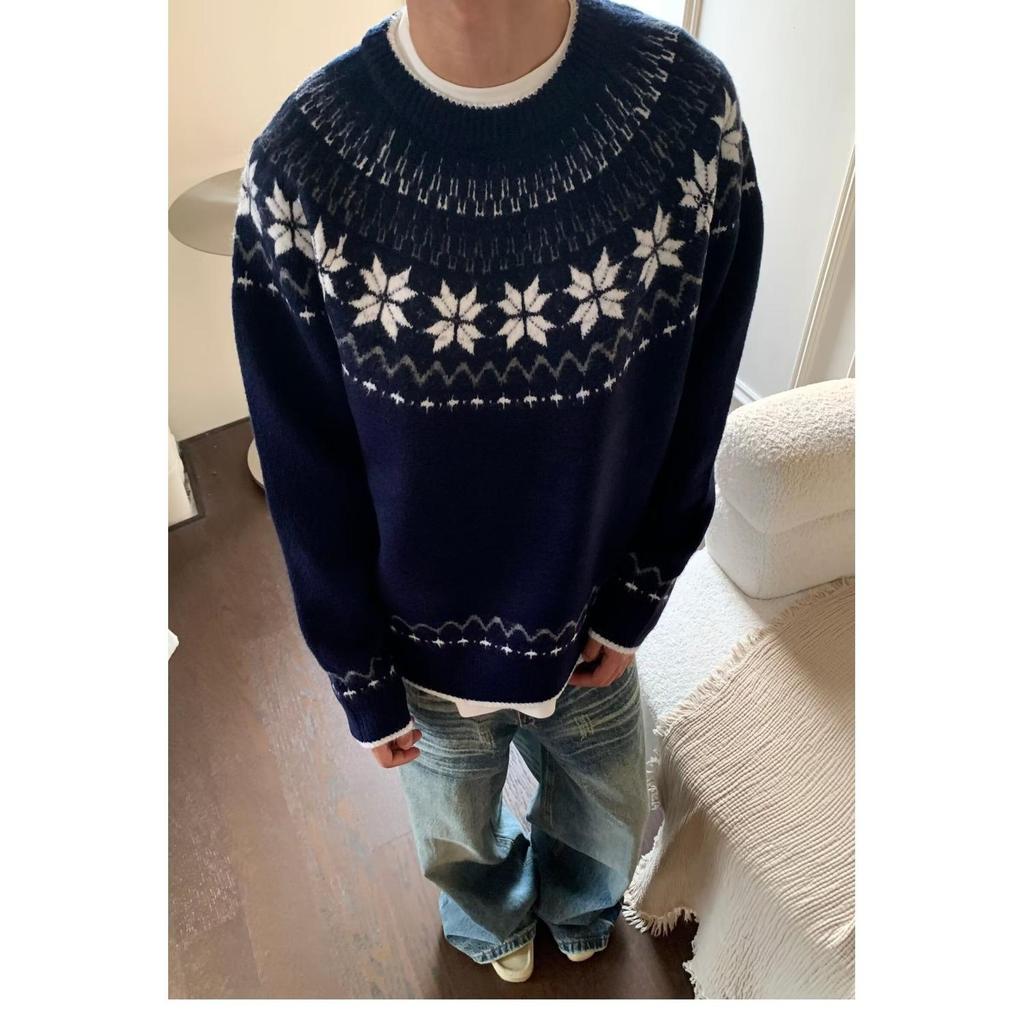 Unisex Japanese Retro Fair Isle Knit Sweater - Autumn/Winter 2026 Collection