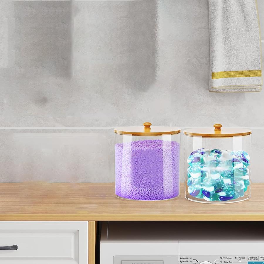 Laundry Powder Container Storage Box Dryer Sheet Holder, Large Plastic Laundry Room Organization and Storage Jars with Lids