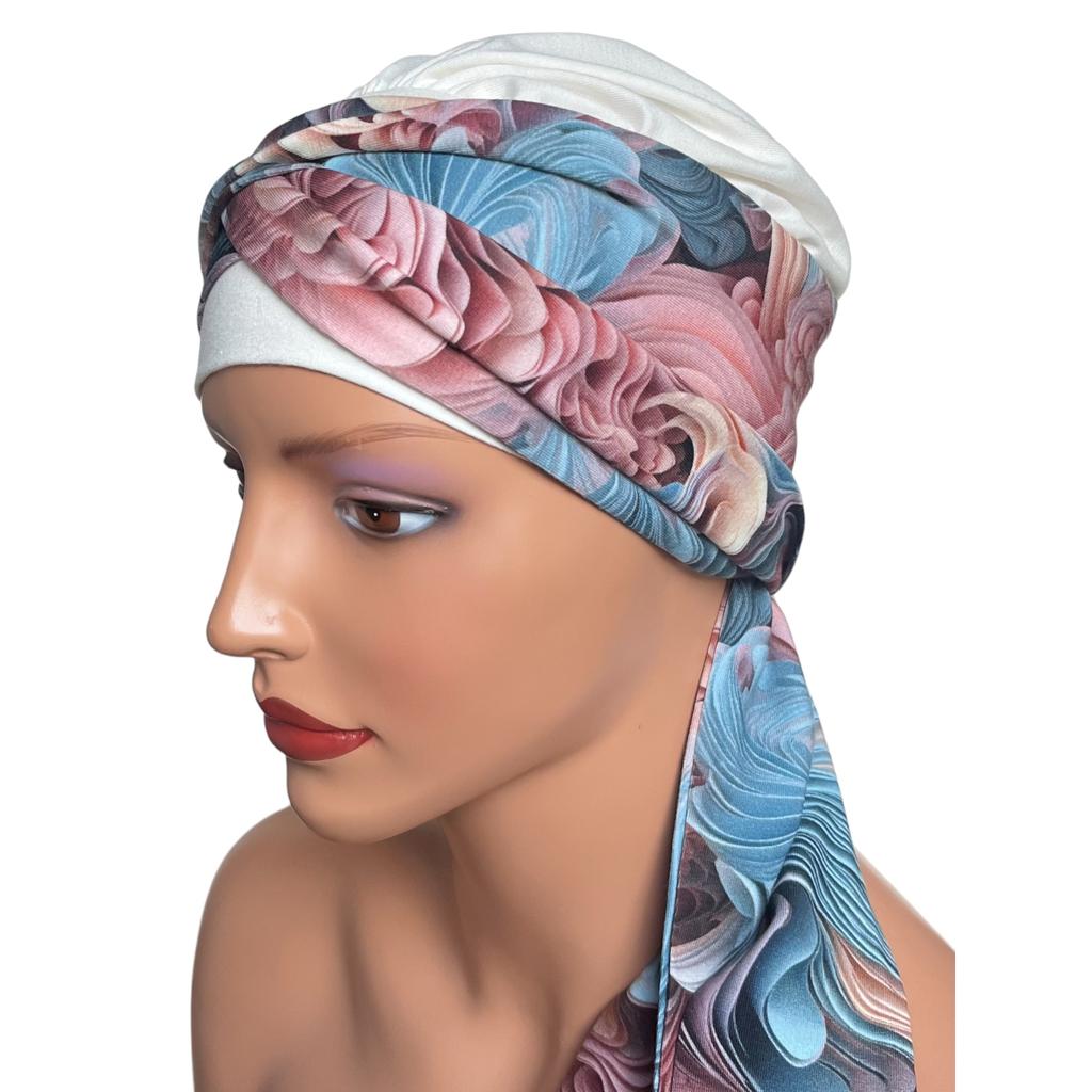 Turban Damski Wiosenny Lena Ecru-413 Chusta Miękka Także Po Chemioterapii