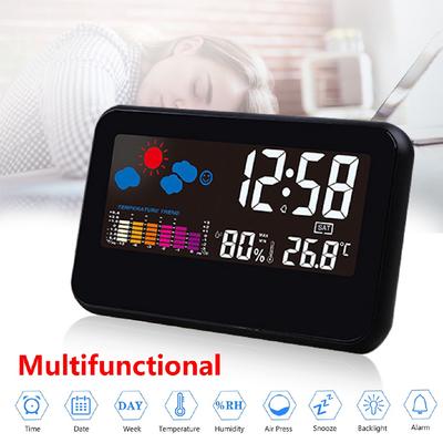 Digital LED Thermometer Meter Hygrometer Temperature Room Alarm Clock Weather Voice Control Alarm Multi-function Table