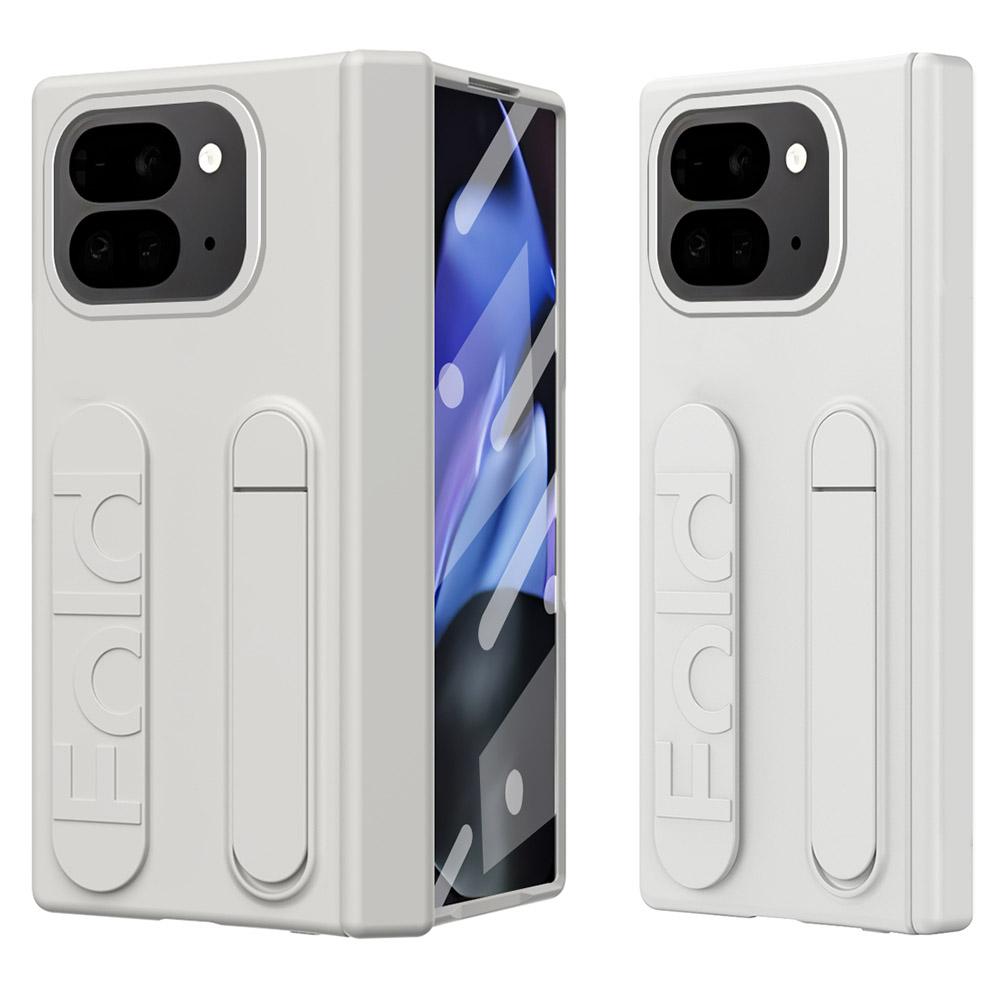 

Для Google Pixel 9 Pro Fold 5G Чохол Підставка Ремінець PC Чохол для телефону із Загартованою скляною плівкою White