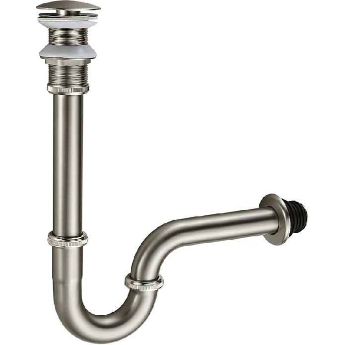 MENATT Stainless Steel P Trap with Bathroom Sink Stopper, 1-1/4 Sink Drain Bottle Trap Set with Overflow - Adjustable Height,Complete Basin Sink