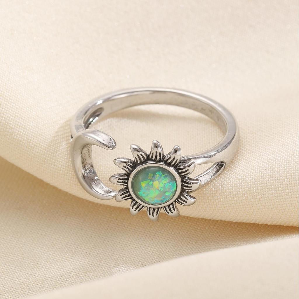 European & American Retro Adjustable Sun & Moon Ring - Women's Versatile Creative Style