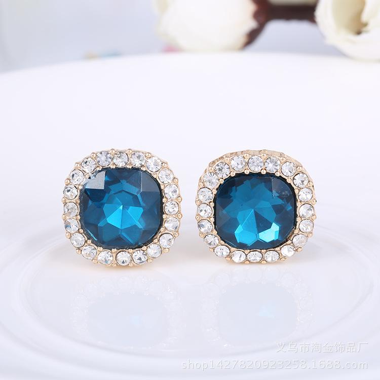 Crystal Earclip Women's Earrings Without Piercing Double Oval Shape Bridal Rhinestone Gown Accessory