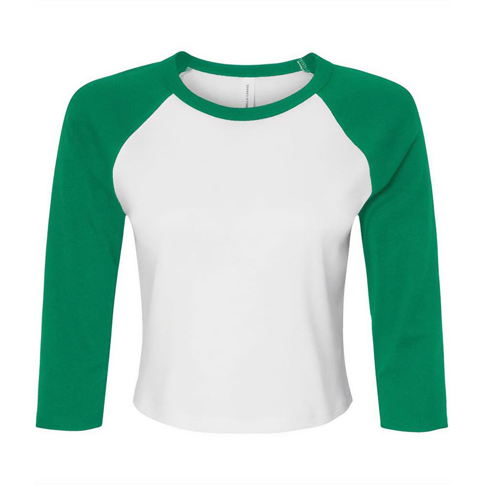 Bella + Canvas Womens/Ladies Micro-Rib Raglan 3/4 Sleeve Crop T-Shirt