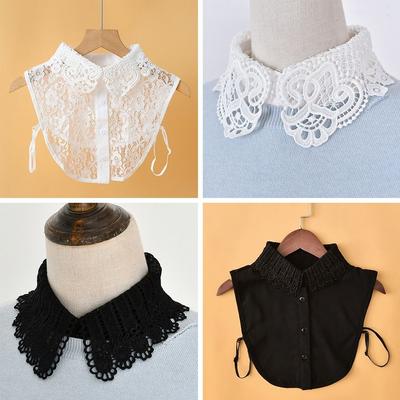 Fake Collar Shawl Wrap Decoration Lace Fake Collar DIY Detachable False Collar Adjust Clothes Women Girls Lapel Half Shirt