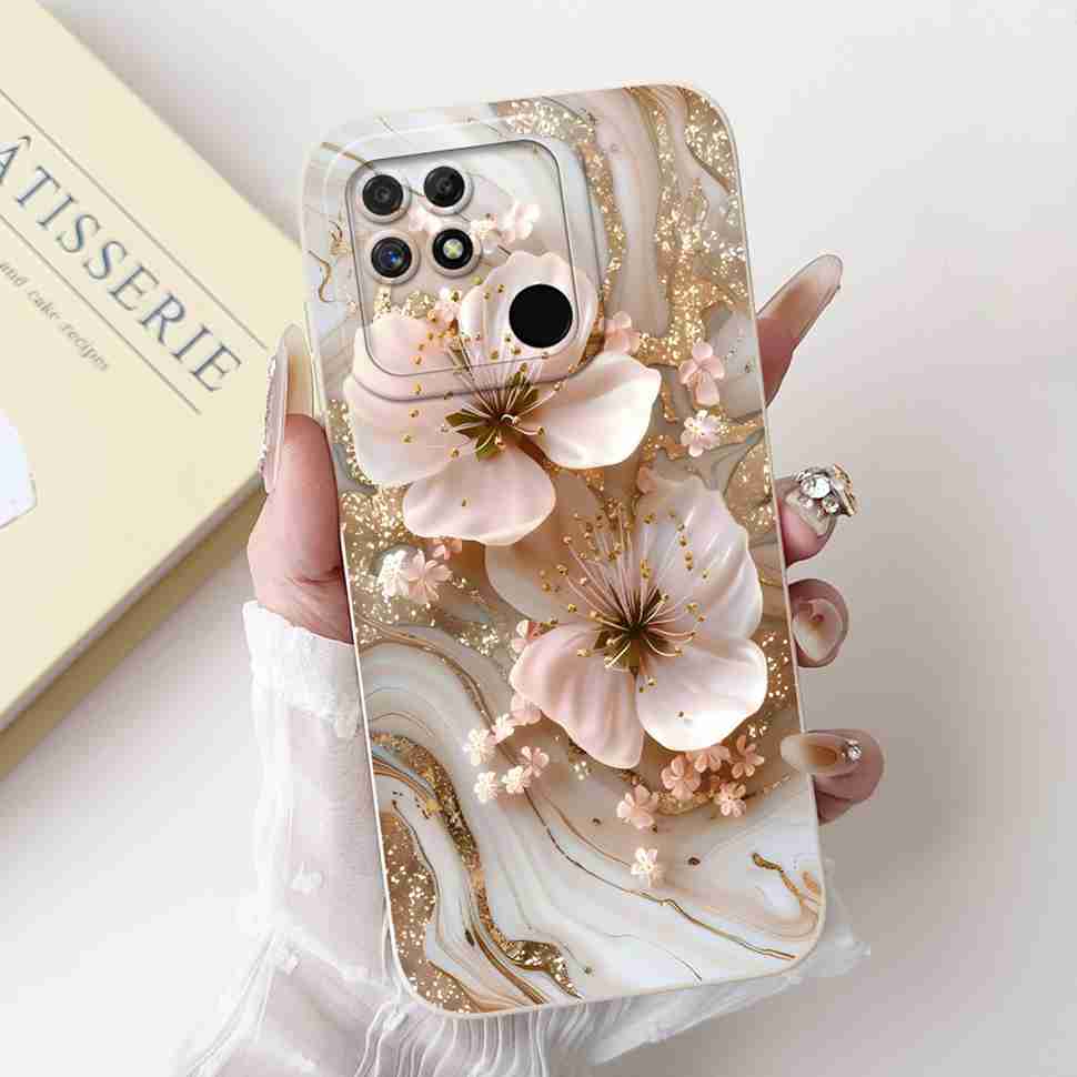 For Realme Narzo 50A Case RMX3430 Colorful Flowers Soft Silicone Cover For Oppo Realme Narzo50a 6.51" Fashion Protective Shell