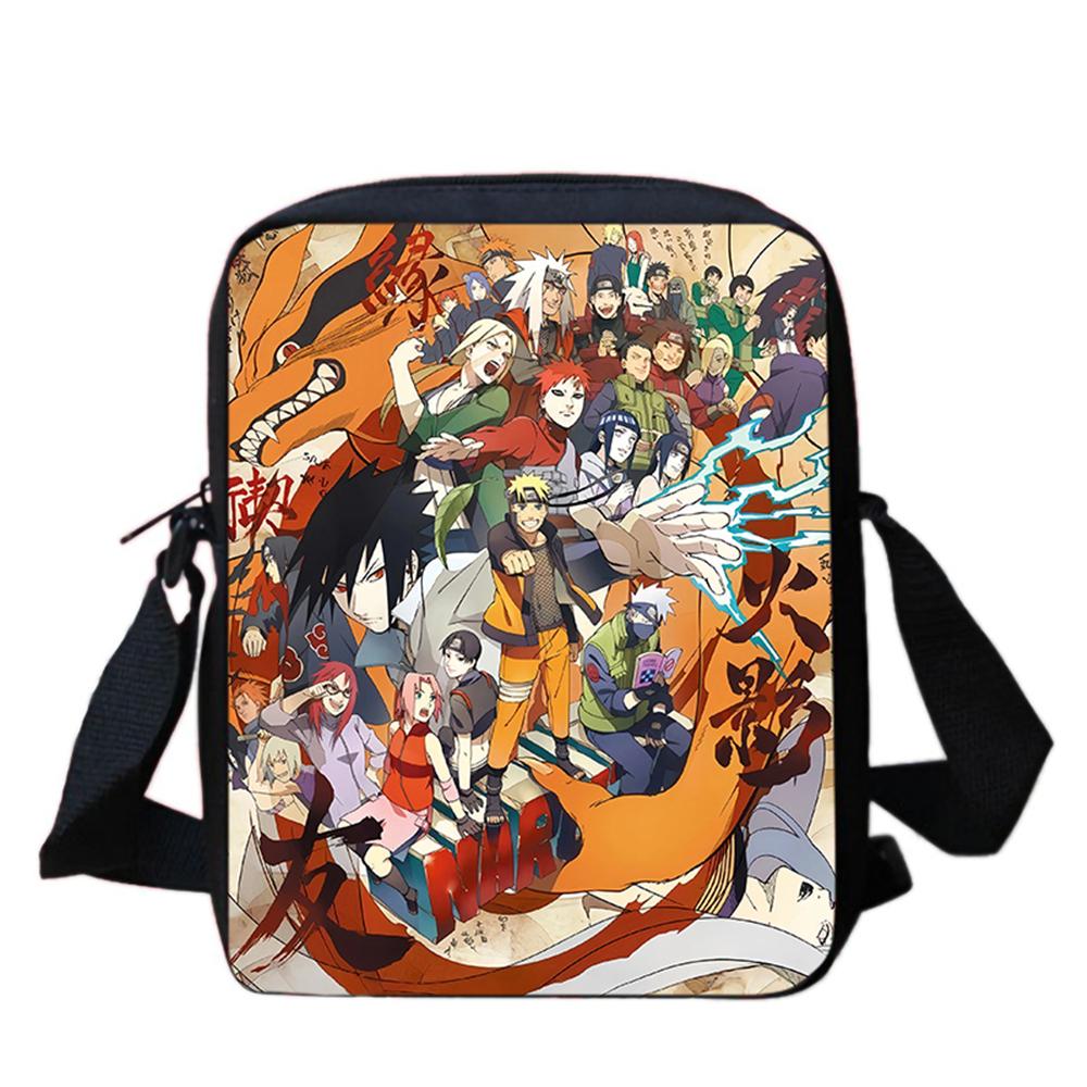 NARUTO Anime Kids Crossbody Bag, Adjustable Straps & Zipper, Light Durable Shoulder Bag, Daily School Bag Boys & Girls Ages 5-11
