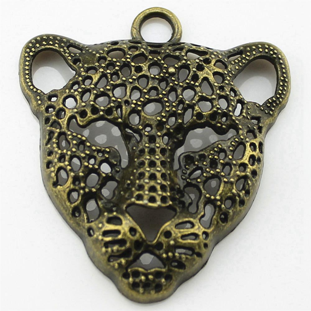 Retro Leopard Charms Metal Animal Pendants For Jewelry Making Handmade Supplies