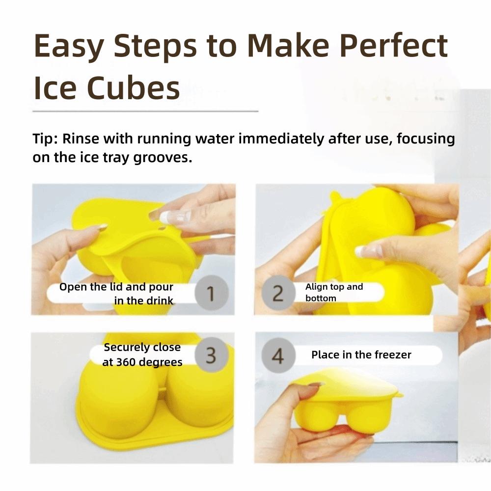 Food Grade Silicone Ice Cube Tray with Lid 3-grid Ice Ball Mold Ice Maker Commercial