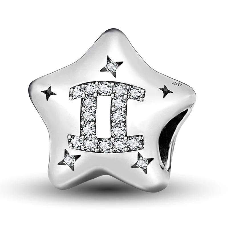 Copper 12 Constellation Star Cute Series Charms Bead Fit Original Pan Bracelet Bangle Diy Jewelry For Women Gift