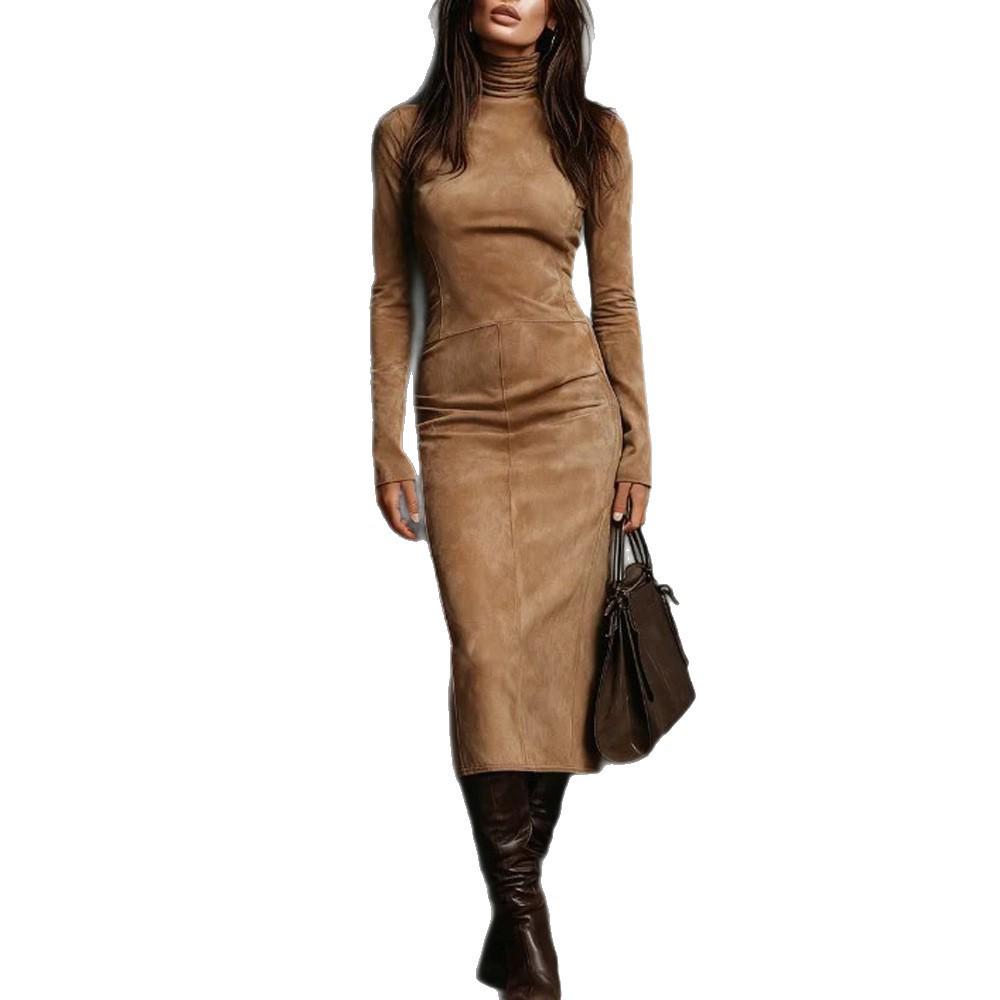 2025 Herbst/Winter Sexy Figurbetontes Langarmkleid mit Mantel - Elegantes Hüftwickelkleid für Damen