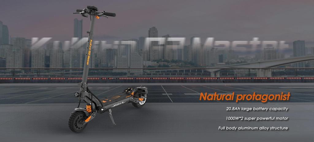 KuKirin G2 Master Elektriskais skūteris 70KM nobraukums un 60KM/H maksimālais ātrums, 10'' bezceļu riepas, 2000W dubultais motors, viss alumīnija korpuss, salokāms skūteris(NAV ABE)
