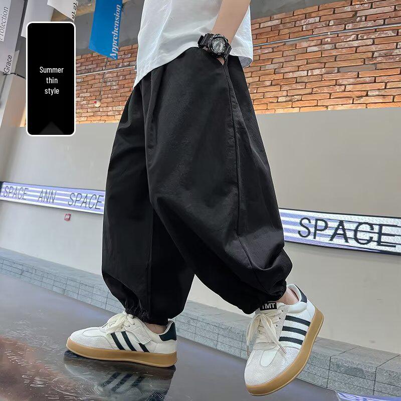 

Стильные однотонные брюки-фонарики для мальчиков на весну и осень 130 cm чёрный