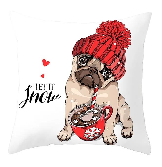 Büro Sitzkissenbezug Weihnachten Hund Schneemann Cartoon Muster Mode Kissen Weihnachtshülle Luxuriöse Heimdekoration
