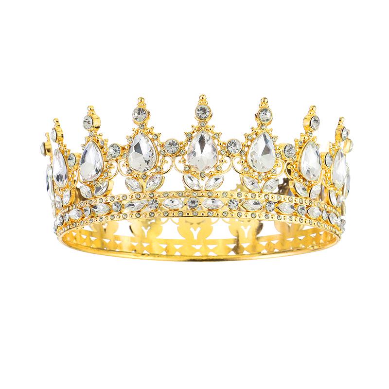 Elegant Rhinestone Alloy Crown Tiara: Exquisite Retro Bridal Headpiece & Hair Accessory