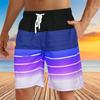 Fashionable Comfortable Breathable Beach Shorts Men Colorful Stripe 3D Printed Board Shorts Summer Casual Holiday Short Pants Loose Surf Swim Shorts