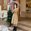 Čajová přestávka Francouzská první láska Jemný styl Manšestrové šaty Dámské Podzimní a zimní Malý pas Spodní zeštíhlující Dlouhé šaty