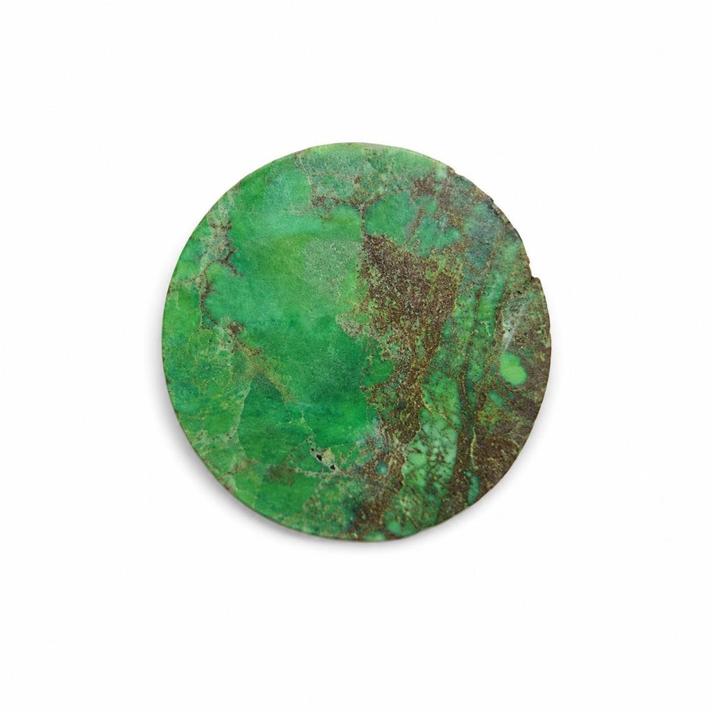 Green Turquoise Round Cabochon 33mm | Large Statement Gemstone for Jewelry Making